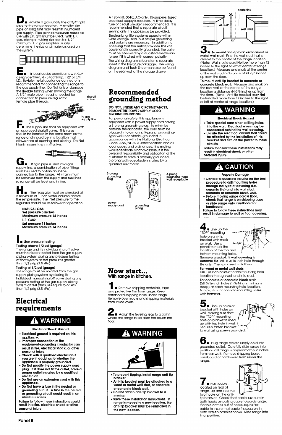 Electrical, Requirements, Recommended grounding method | Now start, Electrical requirements, A warning, À warning, A caution | Whirlpool 316002904 User Manual | Page 3 / 5