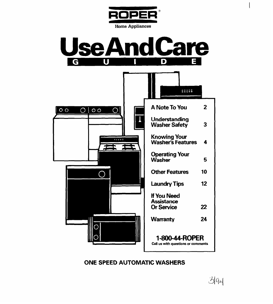 Whirlpool Roper RAL5144BG0 User Manual | 24 pages