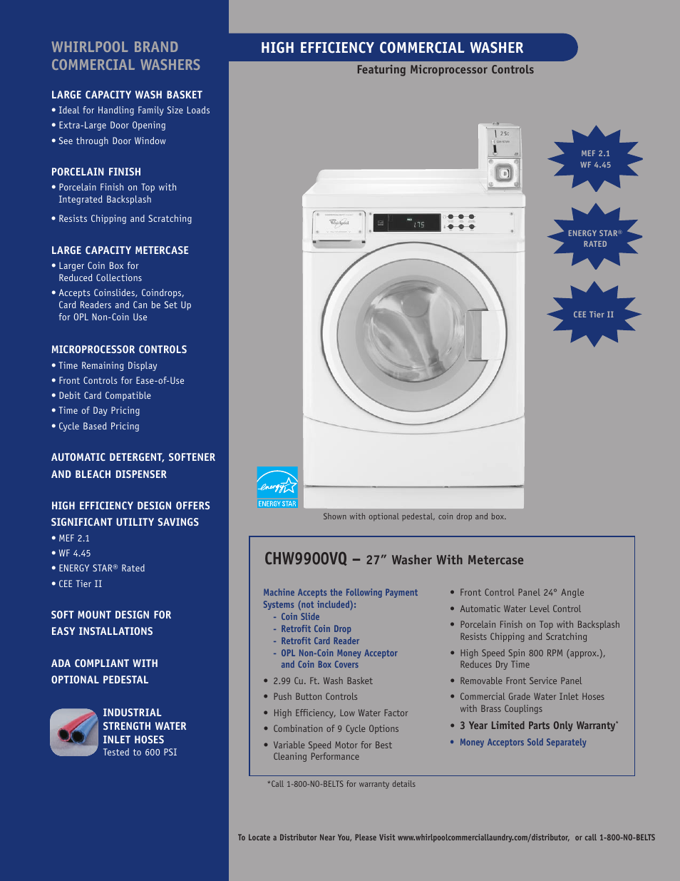 Whirlpool CHW9900VQ User Manual | 2 pages