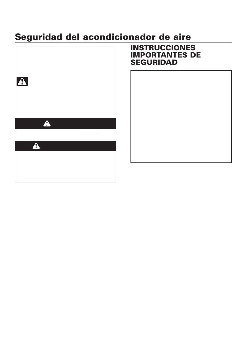 Seguridad del acondicionador de aire, Advertencia peligro, Instrucciones importantes de seguridad | Whirlpool ACD052PK0 User Manual | Page 27 / 36