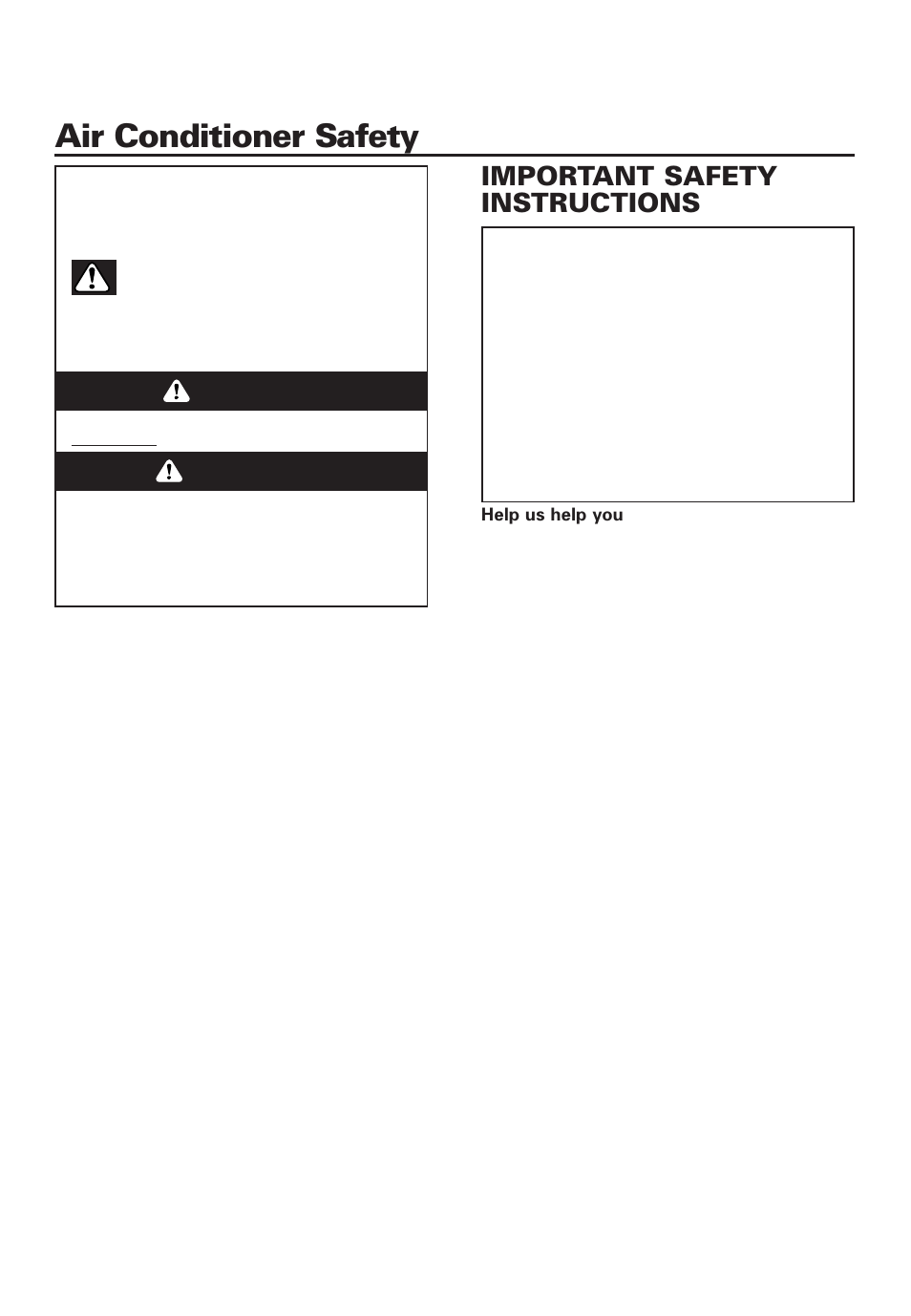 Air conditioner safety, Warning danger, Important safety instructions | Whirlpool ACD052PK0 User Manual | Page 3 / 36