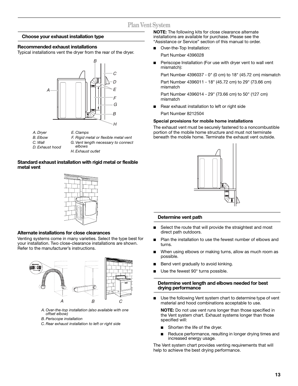 Plan vent system | Whirlpool Cabrio W10054070 User Manual | Page 13 / 76