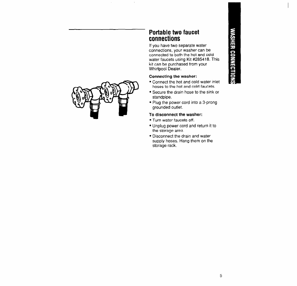 Portable two faucet connections | Whirlpool LPR4231A User Manual | Page 5 / 16