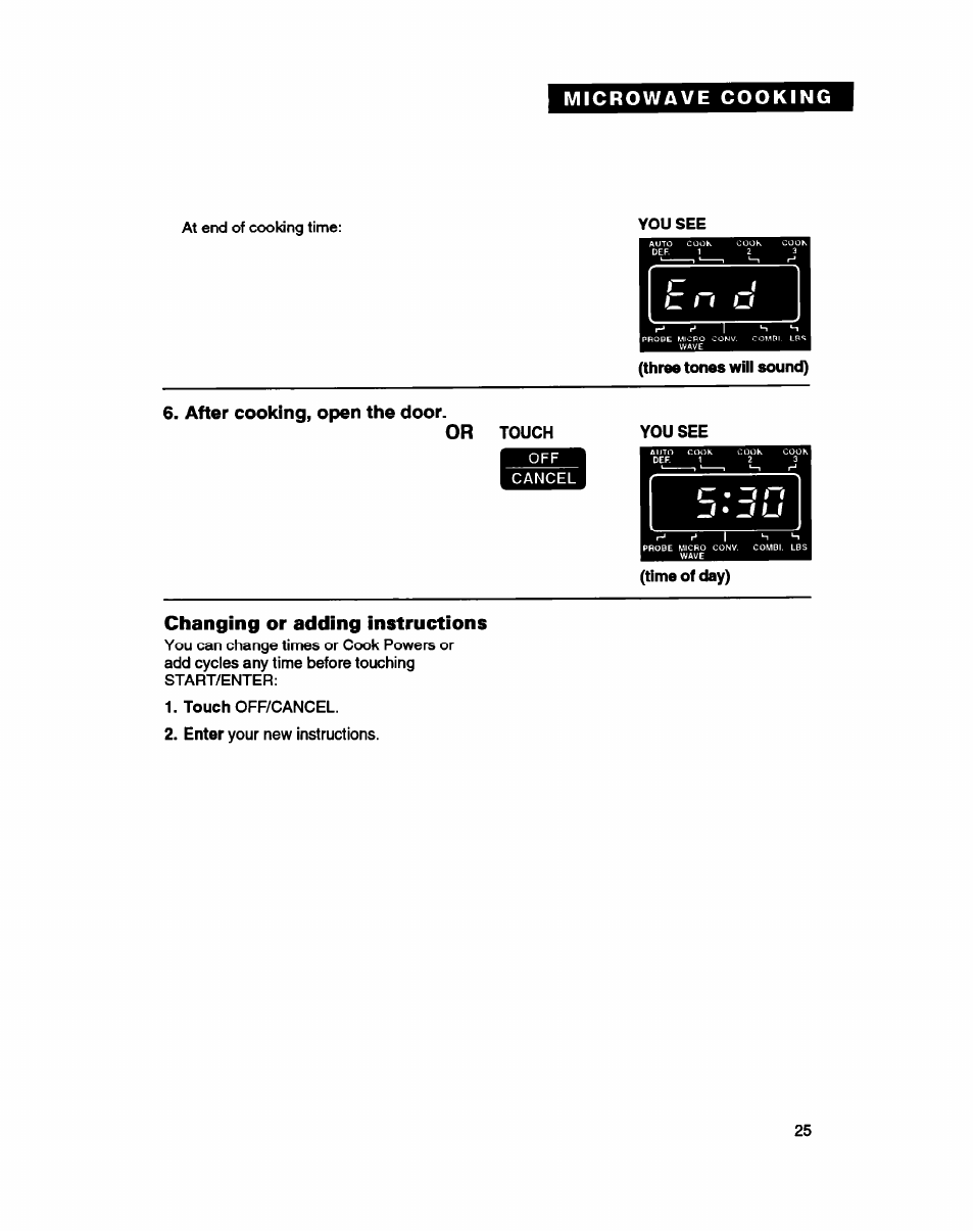 After cooking, open the door | Whirlpool MC8130XA User Manual | Page 25 / 71