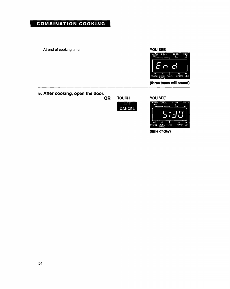 After cooking, open the door | Whirlpool MC8130XA User Manual | Page 54 / 71