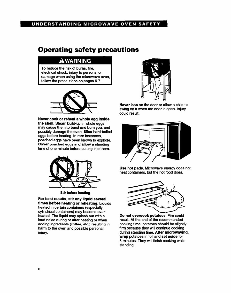 Operating safety precautions | Whirlpool MC8130XA User Manual | Page 6 / 71