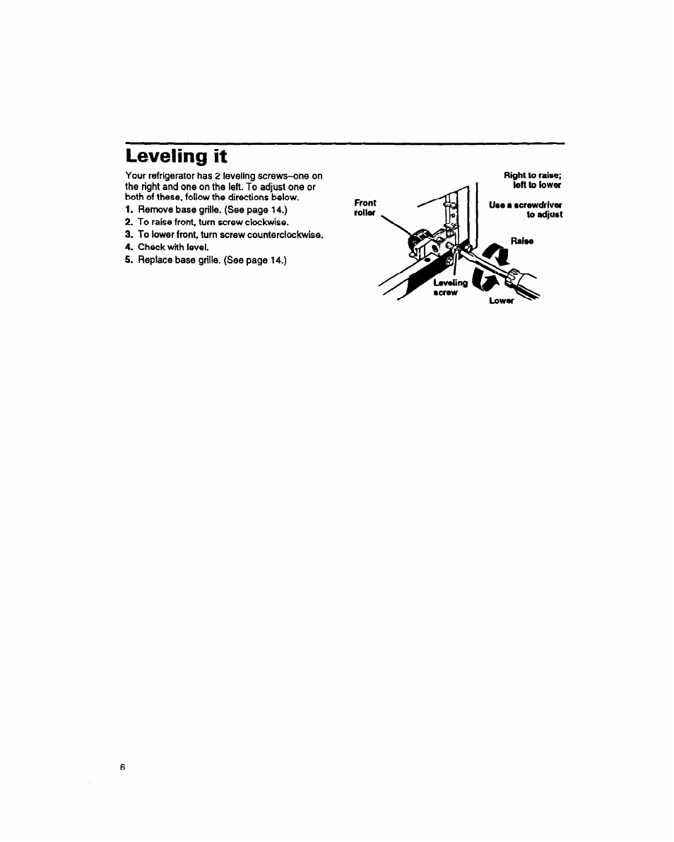 Leveling it | Whirlpool 8EDZOZK User Manual | Page 7 / 25