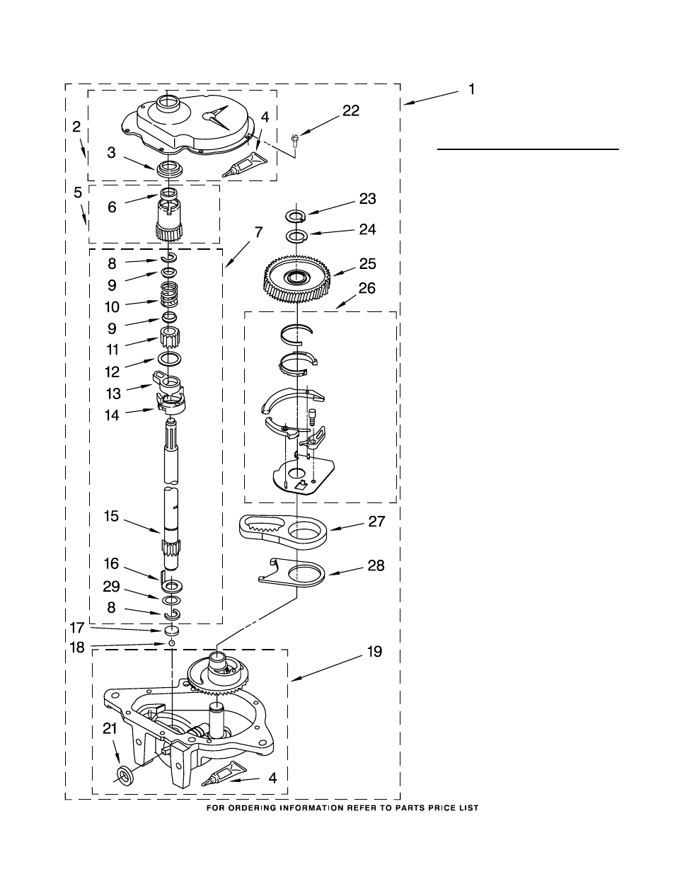 Gearcase, Gearcase parts | Whirlpool LTG5243DQ3 User Manual | Page 15 / 19