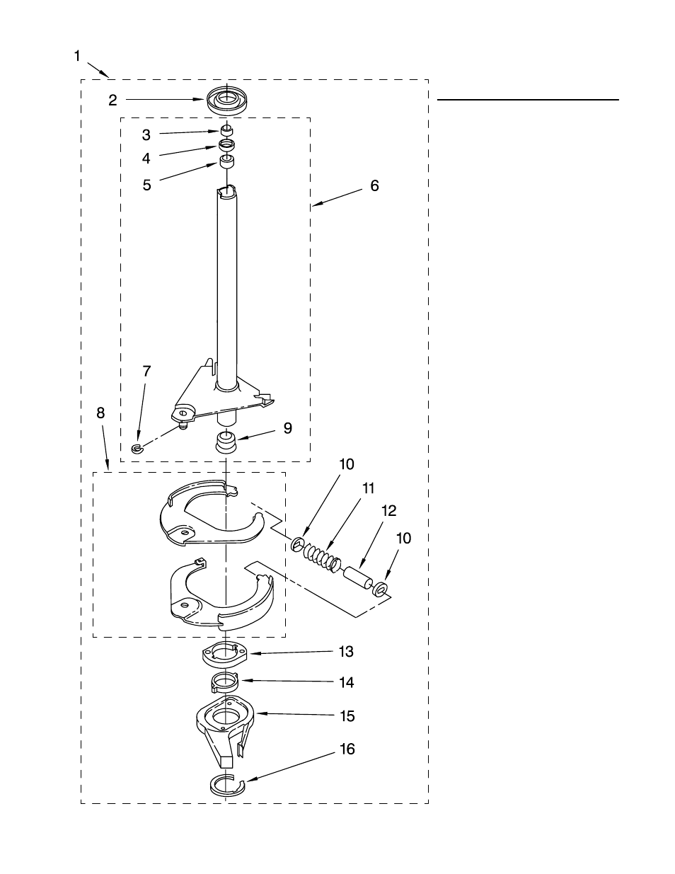 Brake and drive tube, Brake and drive tube parts | Whirlpool LTG5243DQ3 User Manual | Page 16 / 19