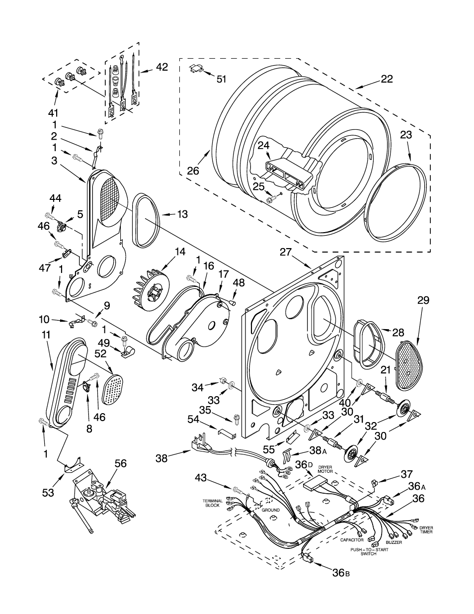 Dryer bulkhead, Dryer bulkhead parts | Whirlpool LTG5243DQ3 User Manual | Page 5 / 19