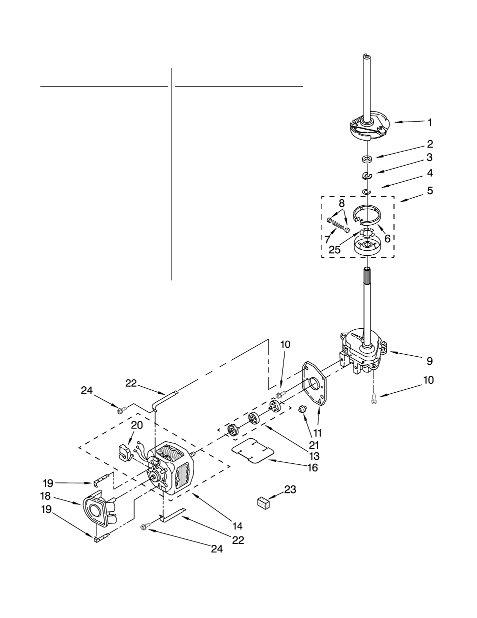 Brake, clutch, gearcase, motor and pump, Brake, clutch, gearcase, motor and pump parts | Whirlpool LTE5243DZ0 User Manual | Page 11 / 18