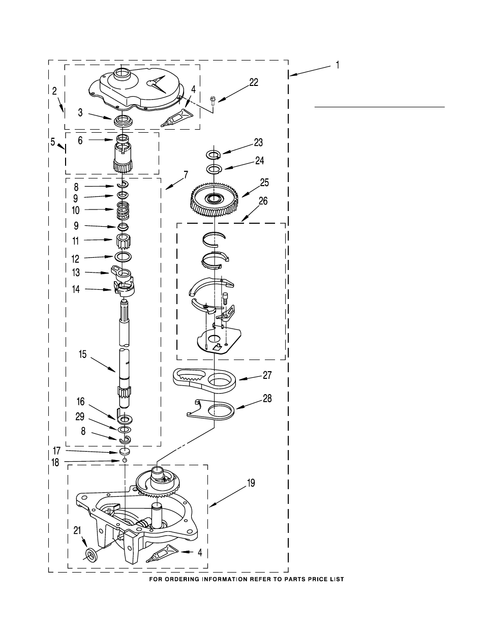 Gearcase, Gearcase parts | Whirlpool LTE5243DZ0 User Manual | Page 15 / 18