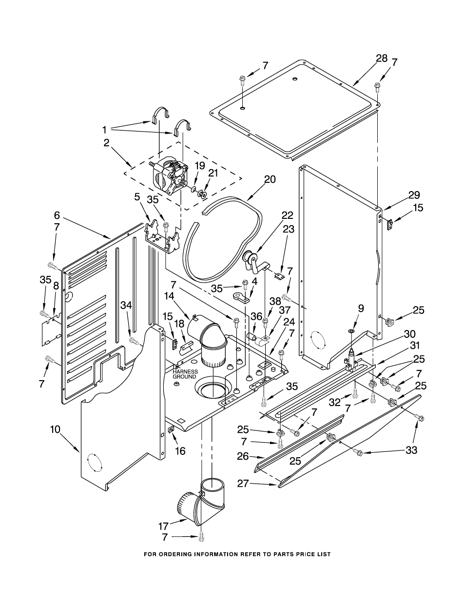 Dryer cabinet and motor, Dryer cabinet and motor parts | Whirlpool LTE5243DZ0 User Manual | Page 3 / 18