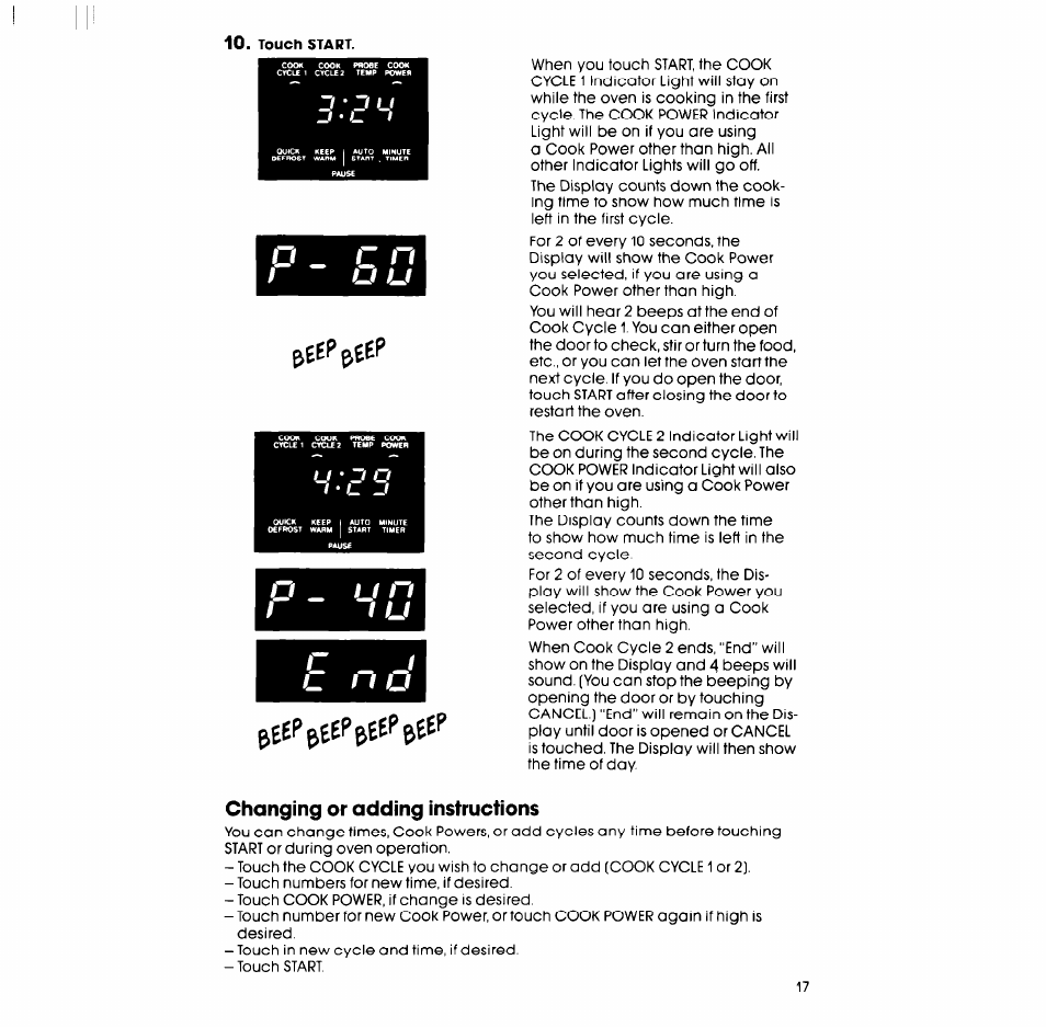 Еерееер&ее'’вее, Changing or adding instructions | Whirlpool SM988PEP User Manual | Page 17 / 32