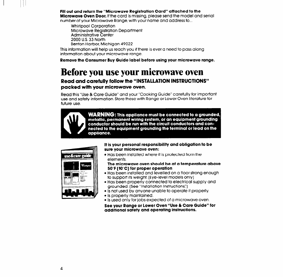 Before you use your microwave oven | Whirlpool SM988PEP User Manual | Page 4 / 32