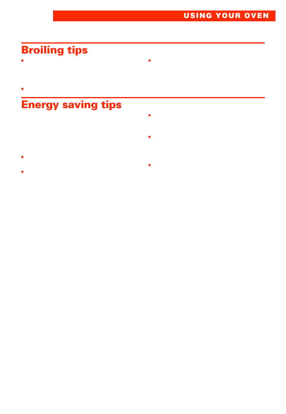 Broiling tips, Energy saving tips | Whirlpool RBS277PD User Manual | Page 23 / 52