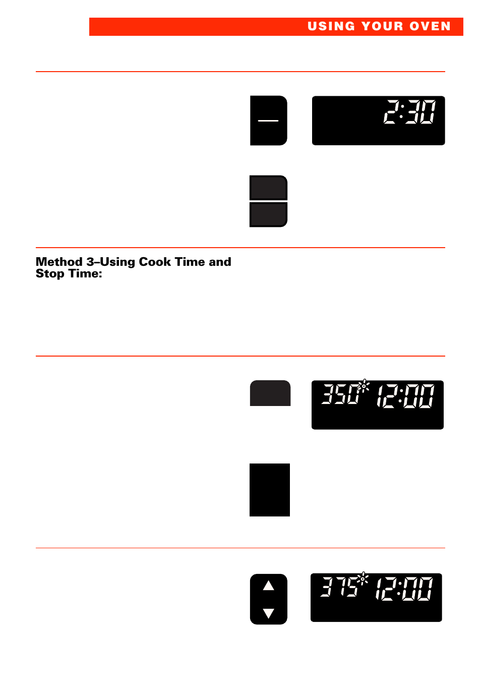 Using cook time and stop time, Turn off oven, Choose setting | Set temperature (optional) | Whirlpool RBS277PD User Manual | Page 33 / 52