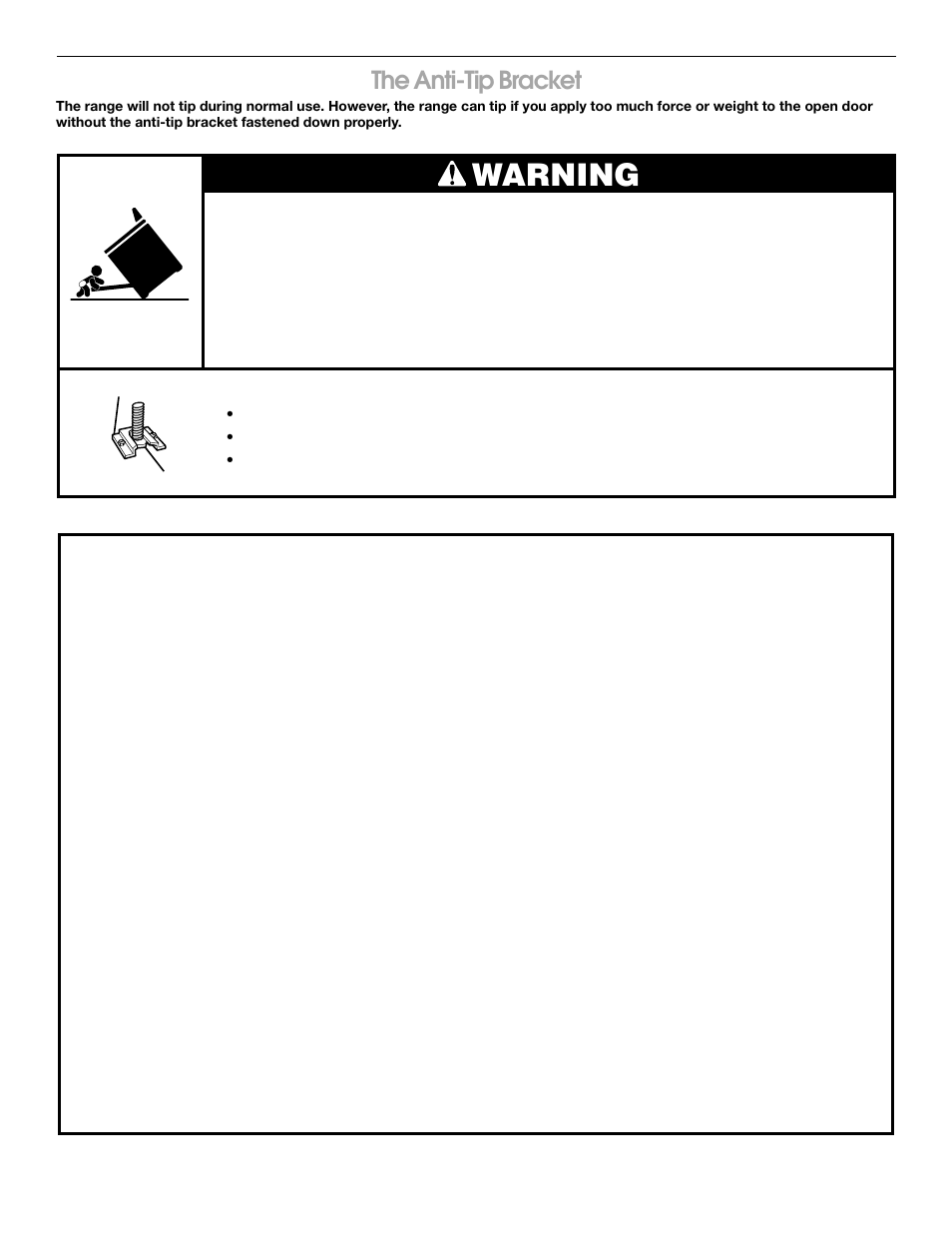Warning, Save these instructions, Important safety instructions | The anti-tip bracket, Caution | Whirlpool 8522407 User Manual | Page 4 / 16