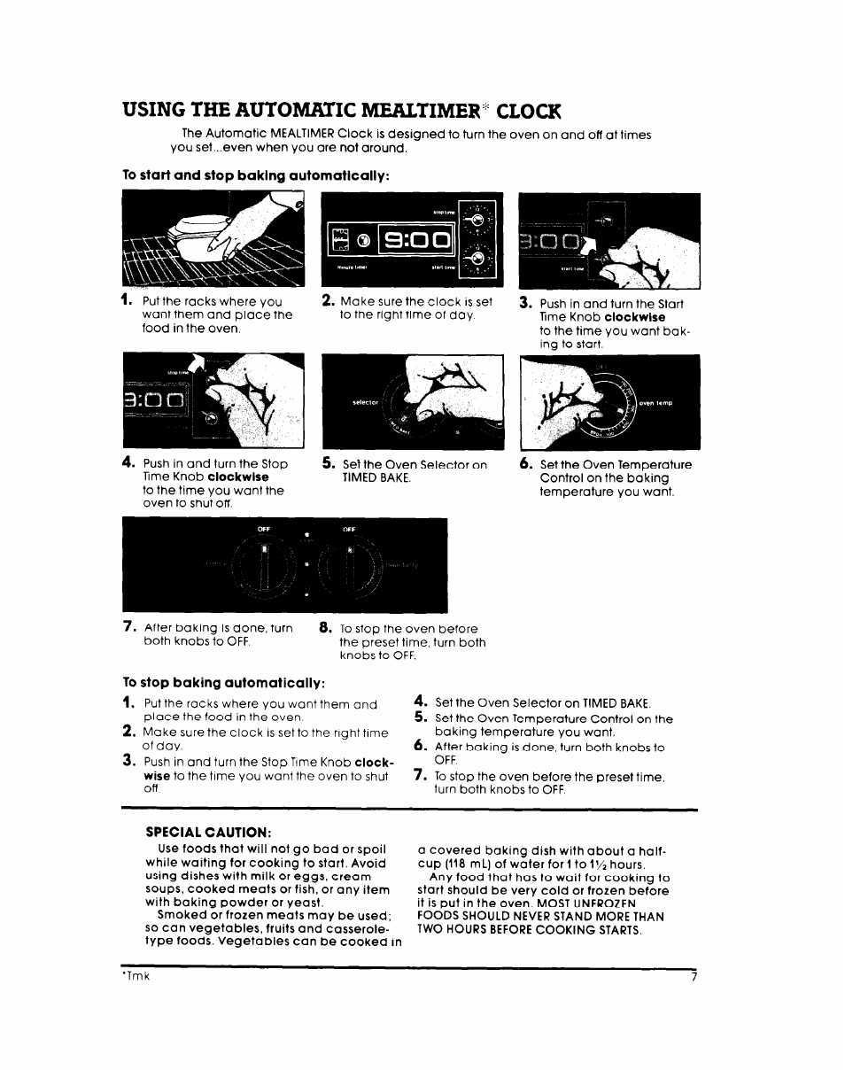 Using the automatig mealtimer* clock | Whirlpool RB26OOXK User Manual | Page 7 / 16