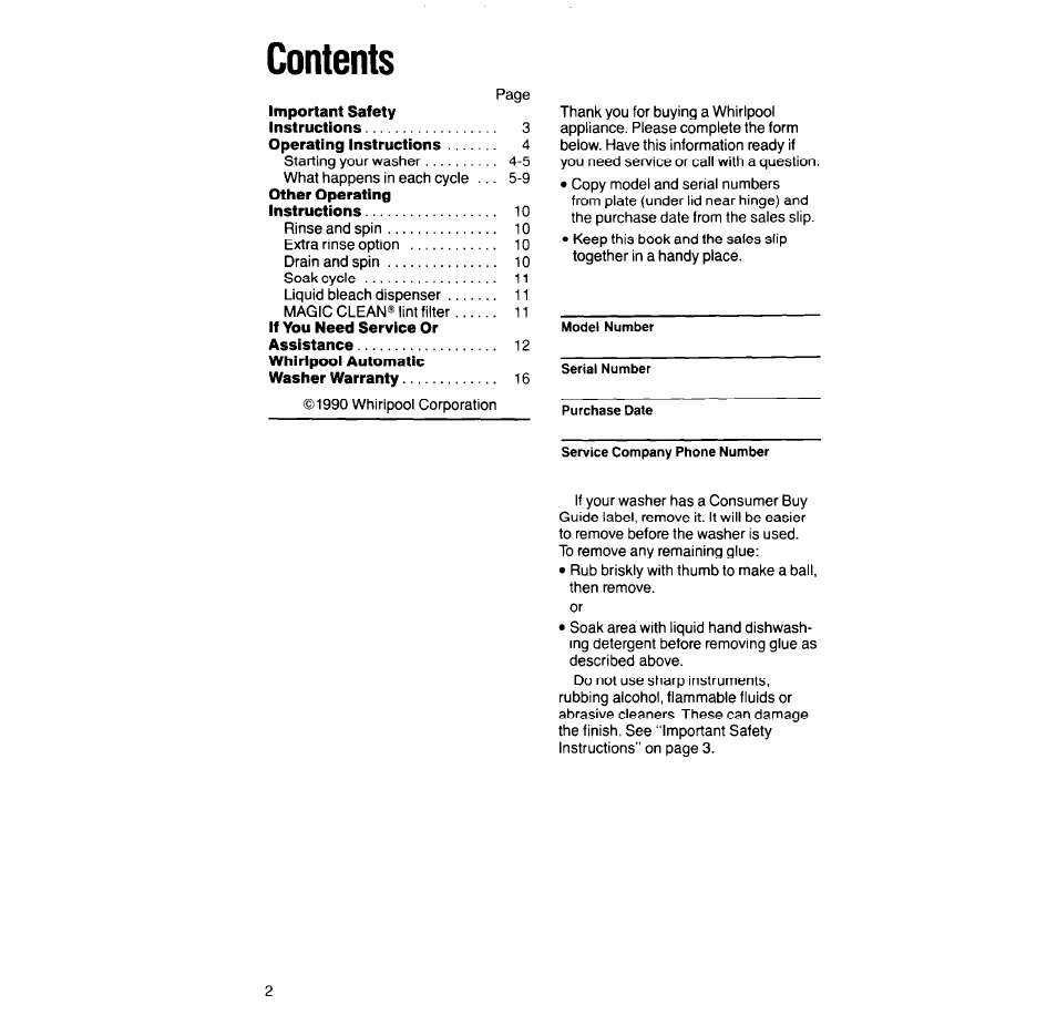 Whirlpool 6LA58OOXT User Manual | Page 2 / 16