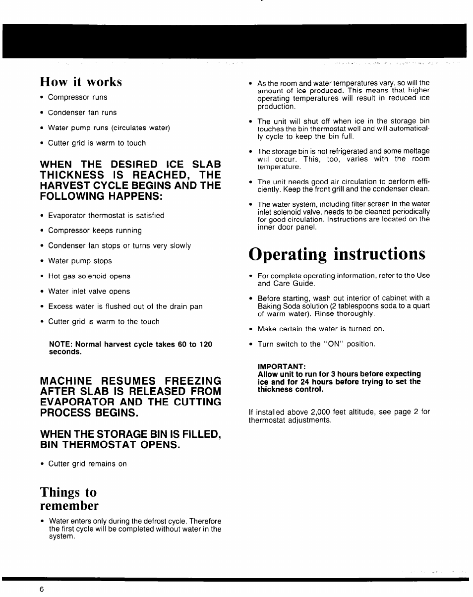 How it works, Things to remember, Operating instructions | Whirlpool 50 User Manual | Page 6 / 8