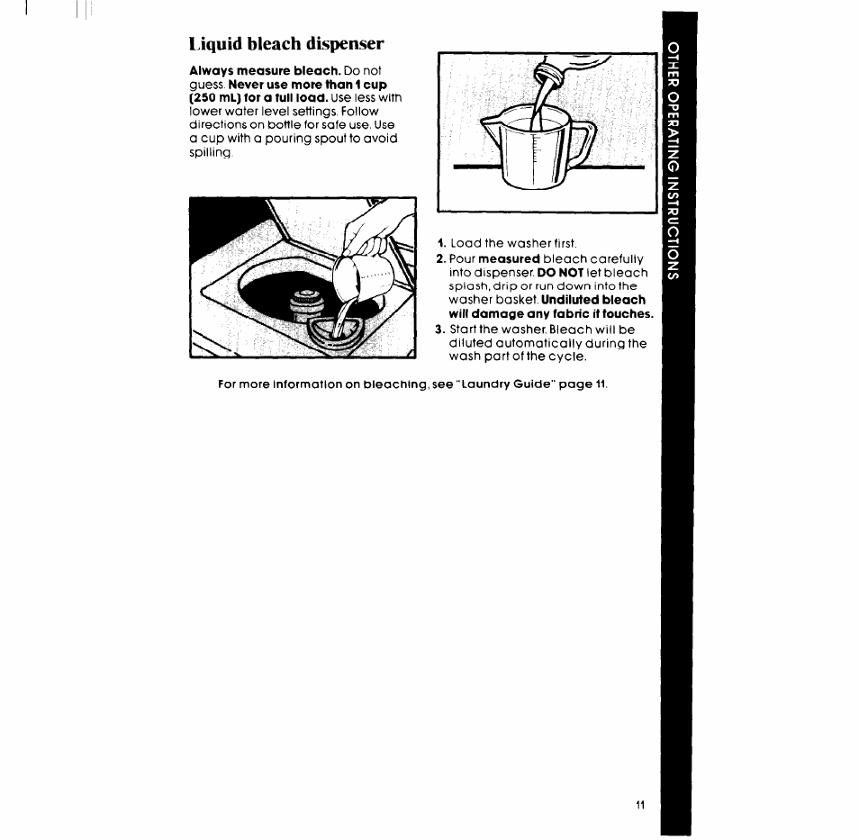 Liquid bleach dispenser | Whirlpool LA5550XP User Manual | Page 11 / 16