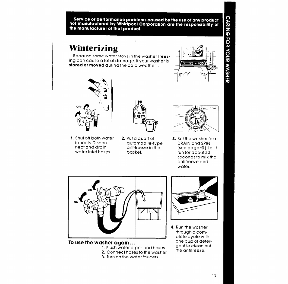 Winterizing | Whirlpool LA5550XP User Manual | Page 13 / 16