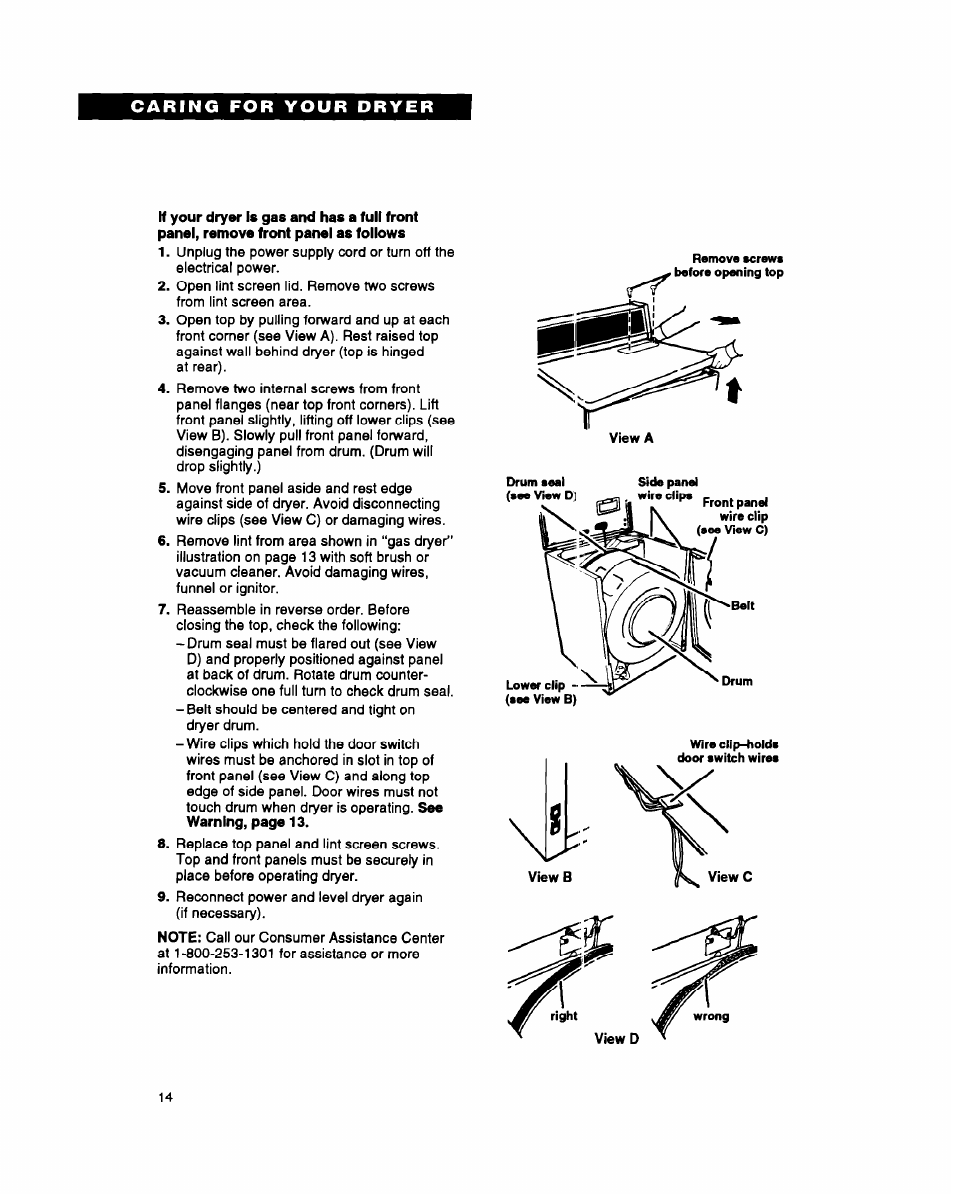 If your dryer is gas and has a full front | Whirlpool 3396311 User Manual | Page 14 / 23