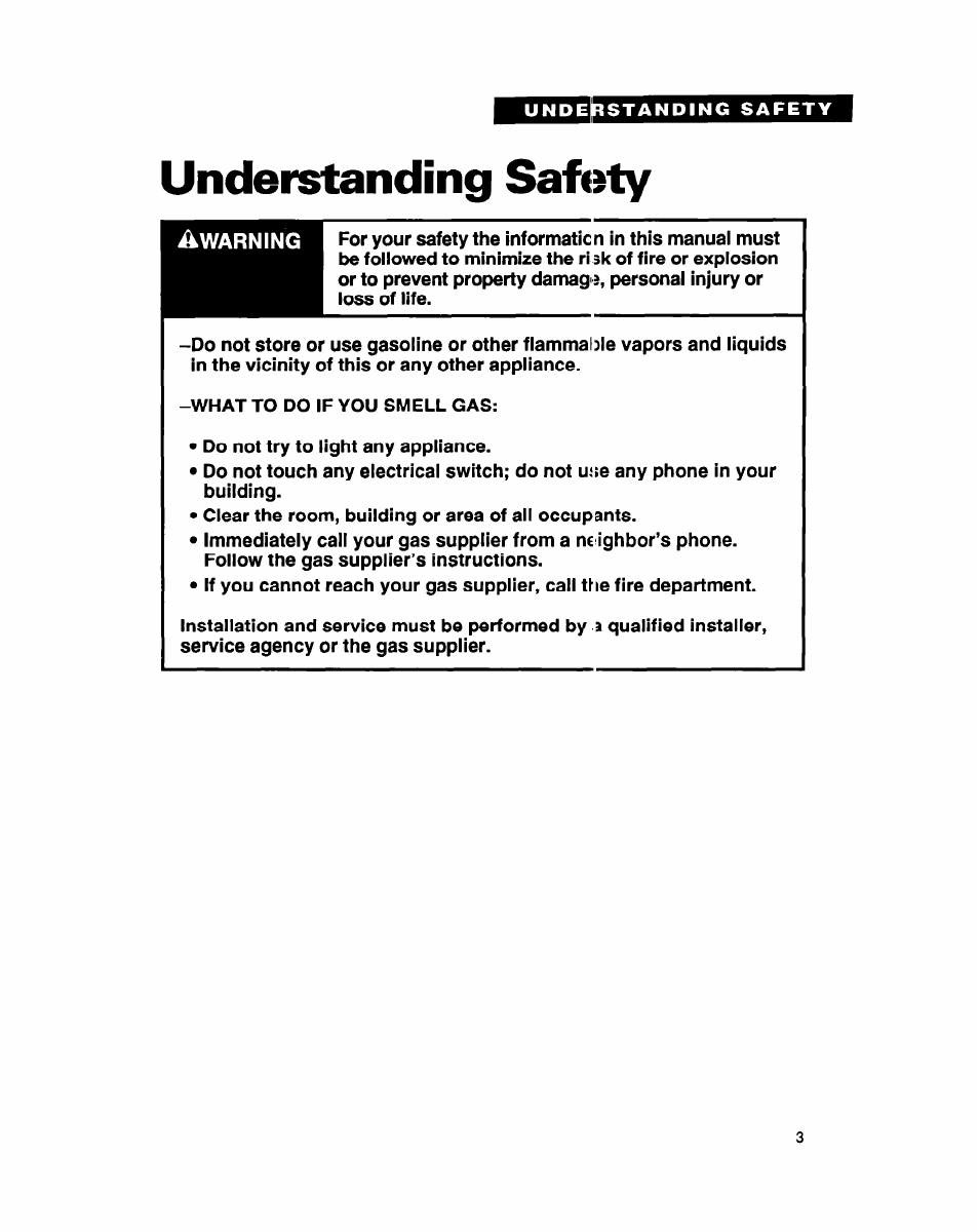 Understanding safiîty, Understanding, Safety | Whirlpool 3396311 User Manual | Page 3 / 23