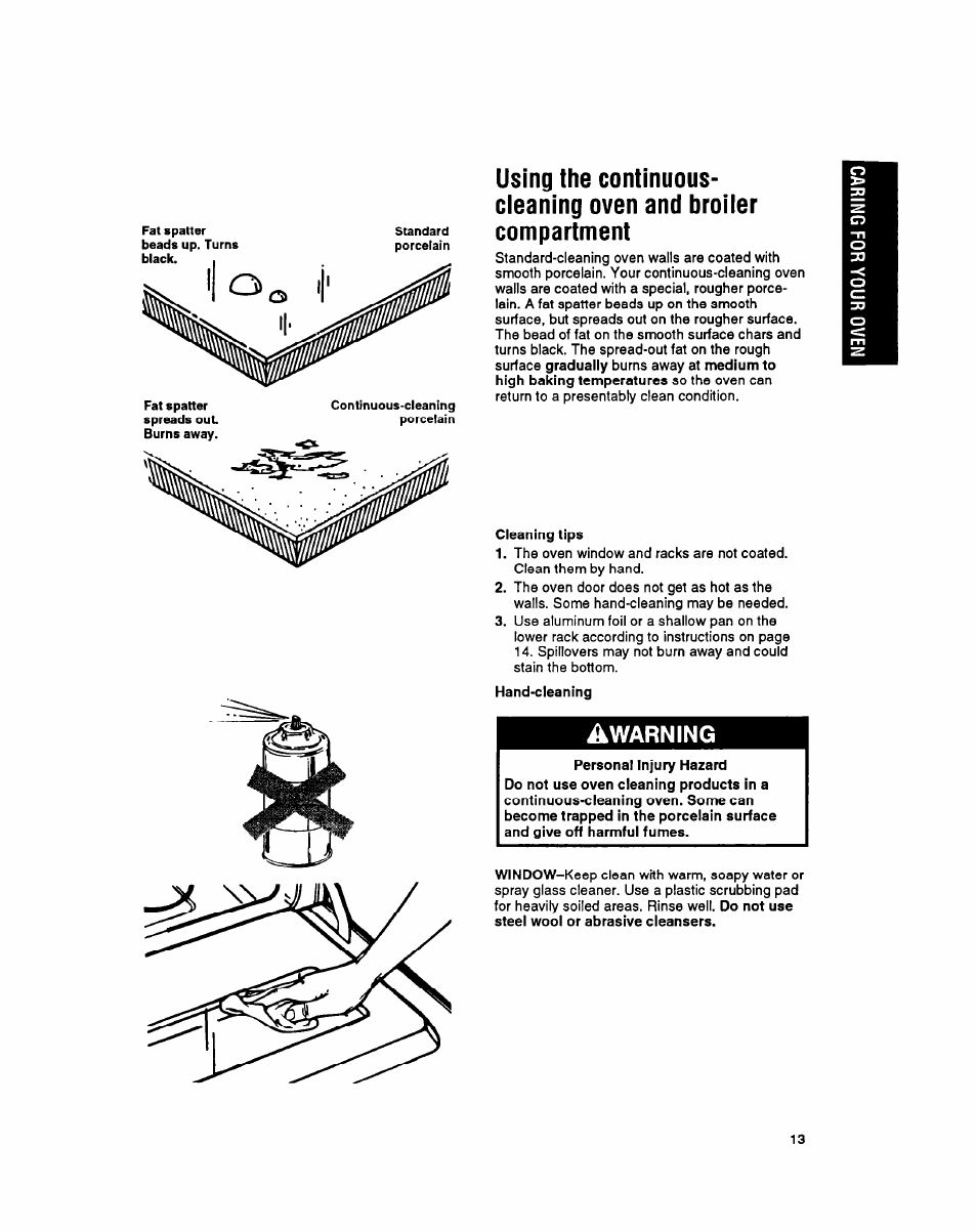 Warning | Whirlpool SBl3OPER User Manual | Page 13 / 20