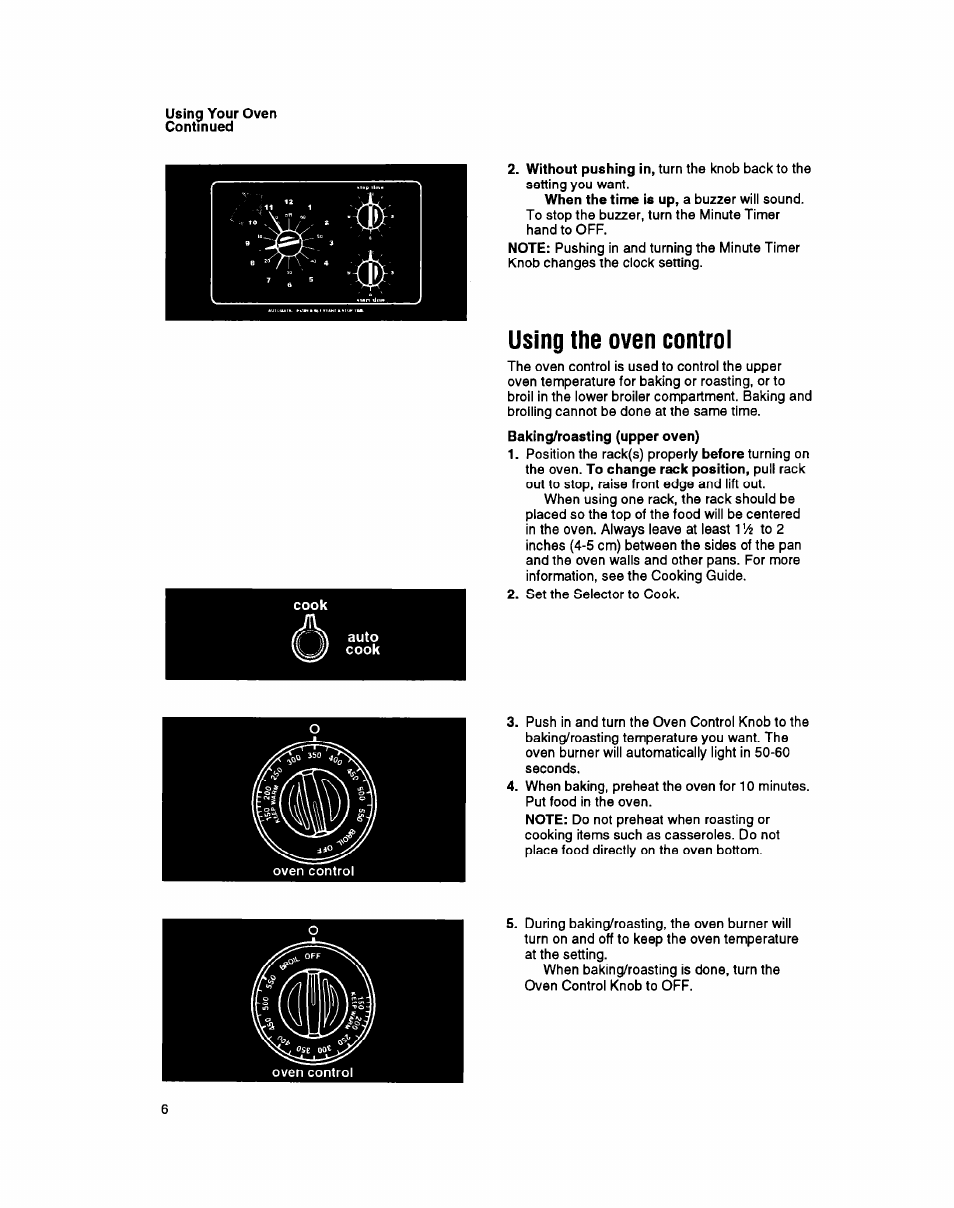 Using the oven control | Whirlpool SBl3OPER User Manual | Page 6 / 20