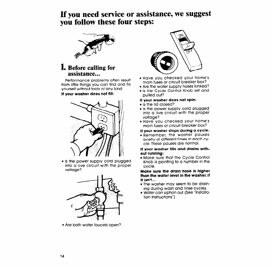 L before calling for assistance | Whirlpool LA7700XP User Manual | Page 14 / 16