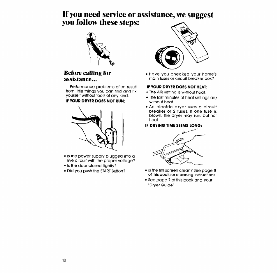 Before calling for assistance | Whirlpool 3LE5710XM User Manual | Page 10 / 12