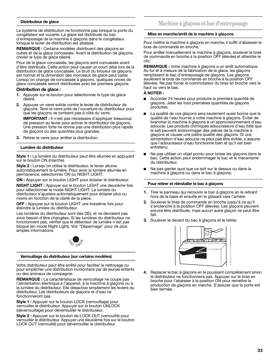 Machine à glaçons et bac d'entreposage | Whirlpool 2188771 User Manual | Page 33 / 40