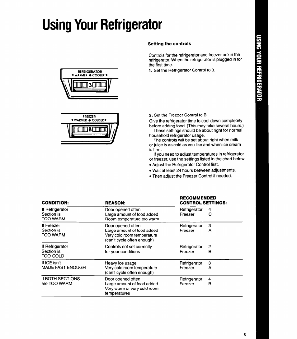 Using your refrigerator | Whirlpool 6ET18GK User Manual | Page 5 / 16