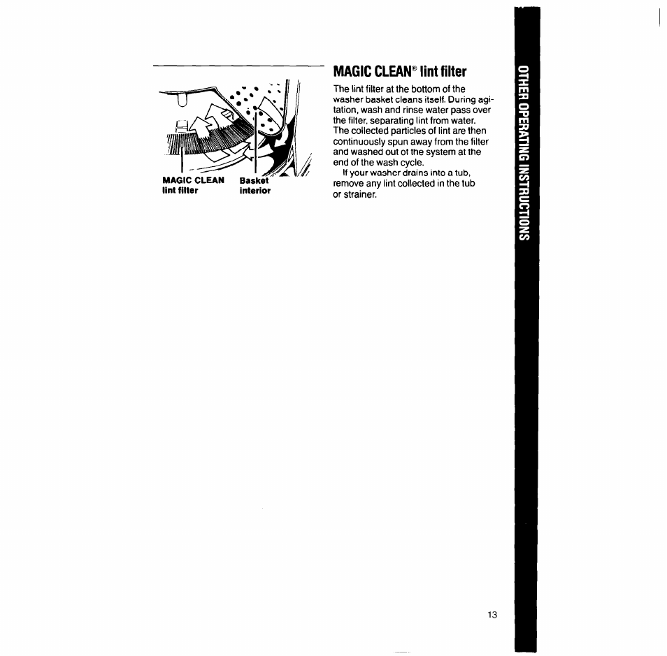 Magic cleariint filter, Magic clean® lint filter | Whirlpool LT7004XV User Manual | Page 13 / 24