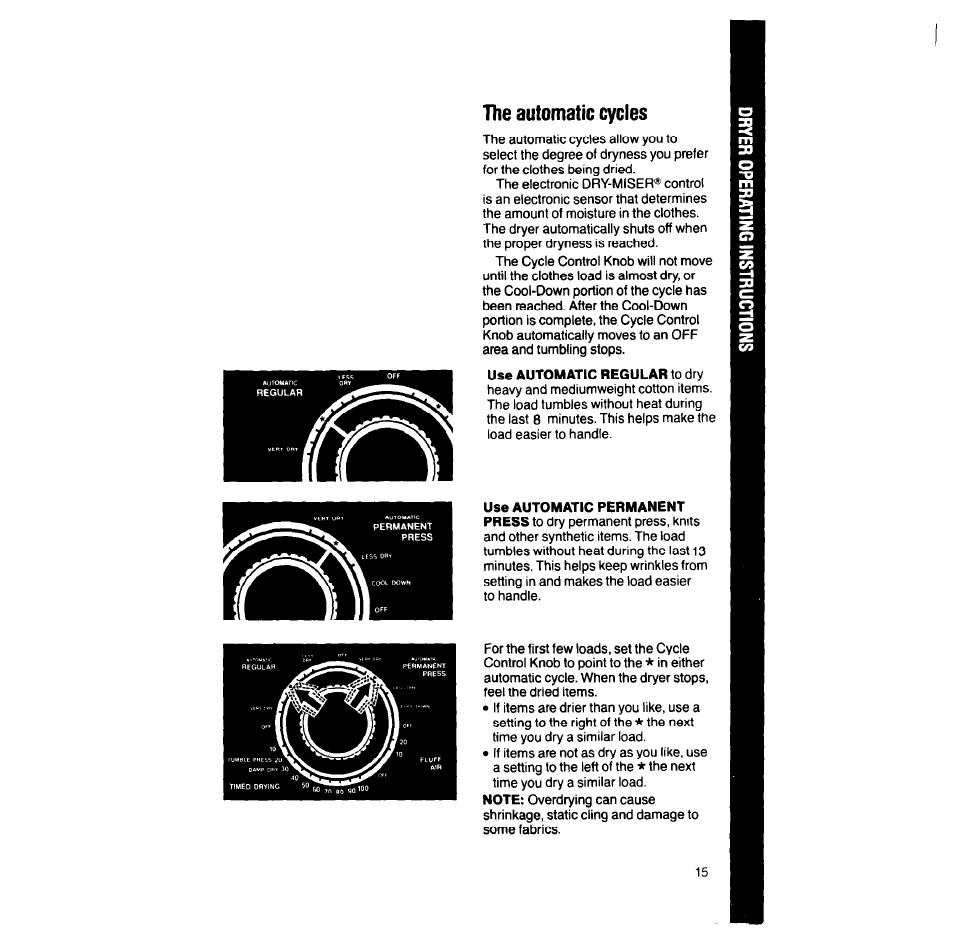 The automatic cycles | Whirlpool LT7004XV User Manual | Page 15 / 24