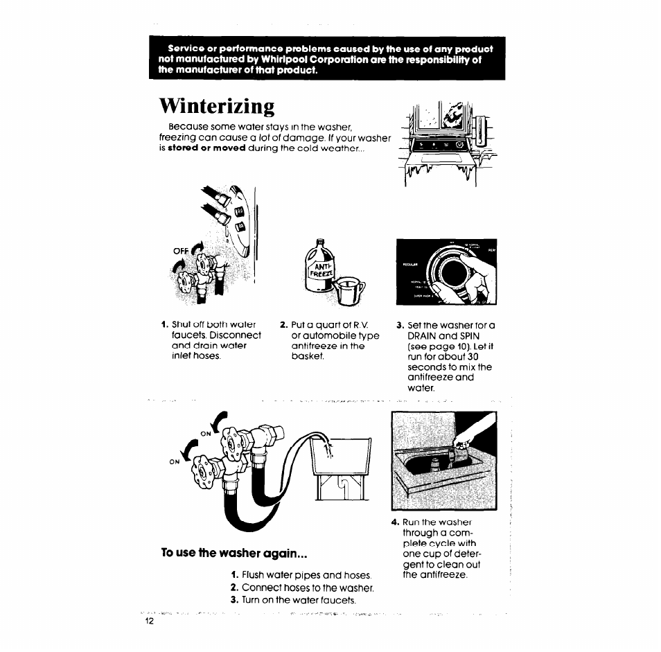 Winterizing | Whirlpool LA5580XS User Manual | Page 12 / 16