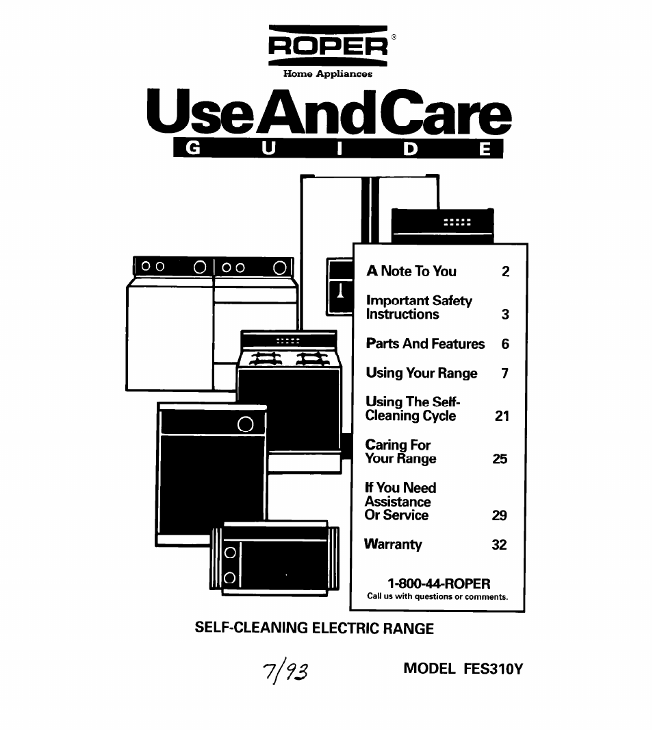 Whirlpool FES310Y User Manual | 32 pages