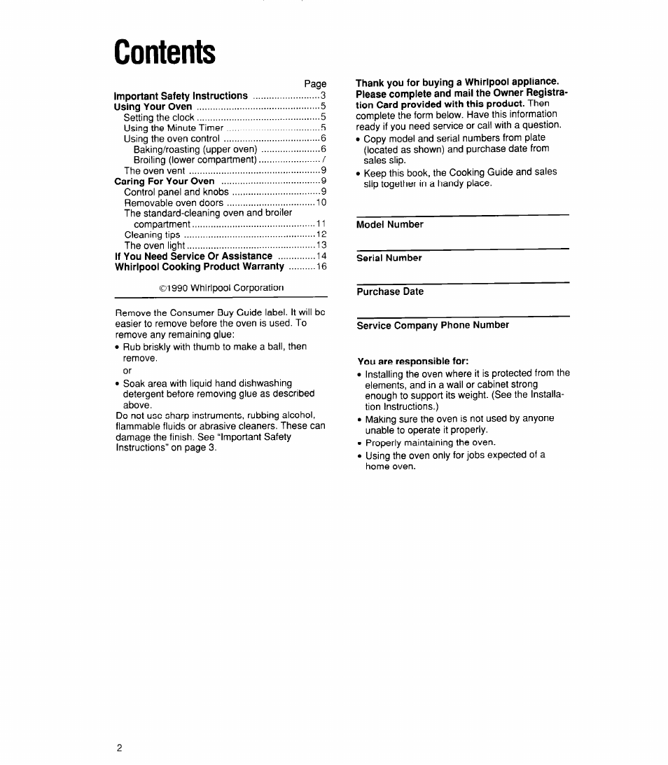 Whirlpool SBlOOPES User Manual | Page 2 / 16