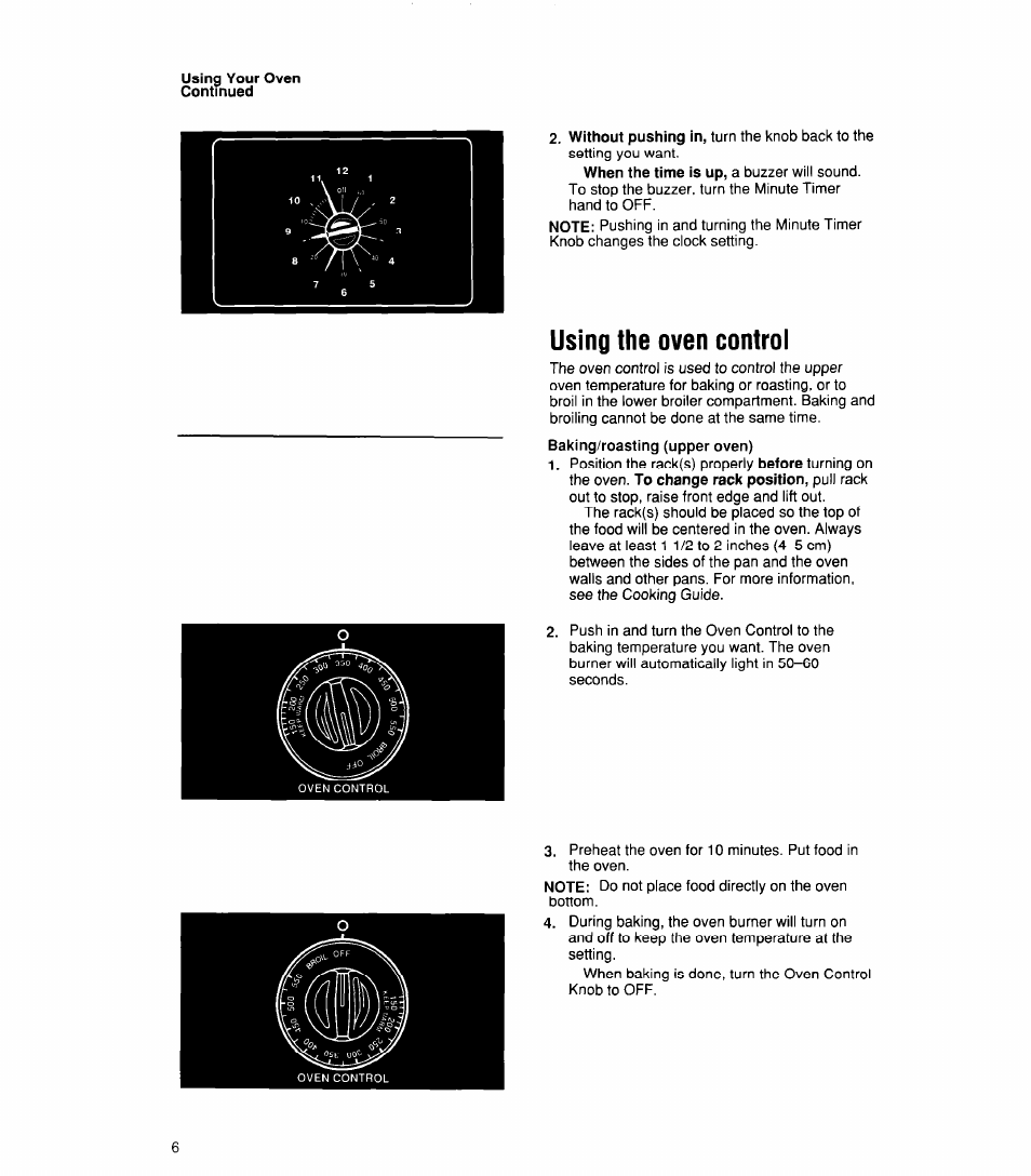 Using the oven control | Whirlpool SBlOOPES User Manual | Page 6 / 16