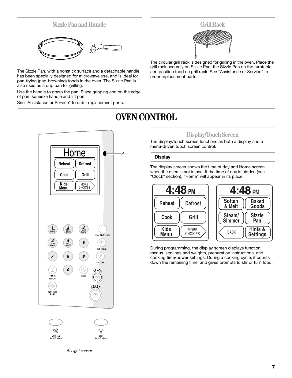 Home, Oven control | Whirlpool GH6178XP User Manual | Page 7 / 24