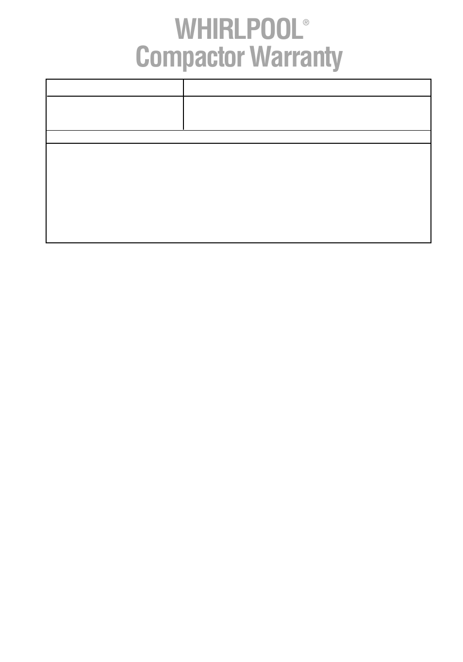 Whirlpool compactor warranty | Whirlpool 800 User Manual | Page 16 / 16