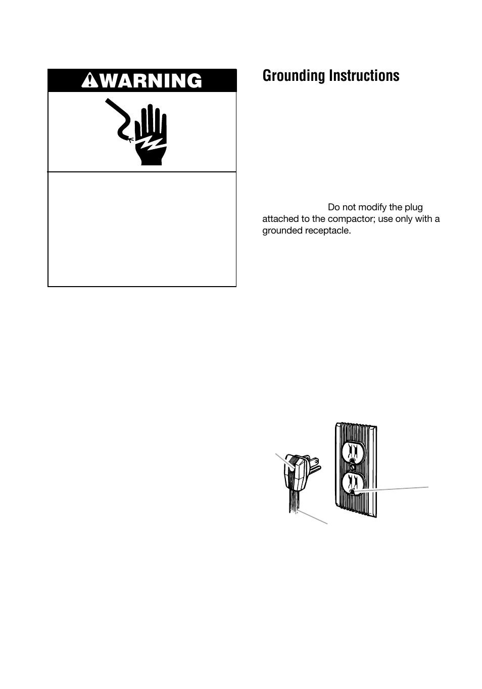 Grounding instructions, Wwarning | Whirlpool 800 User Manual | Page 4 / 16