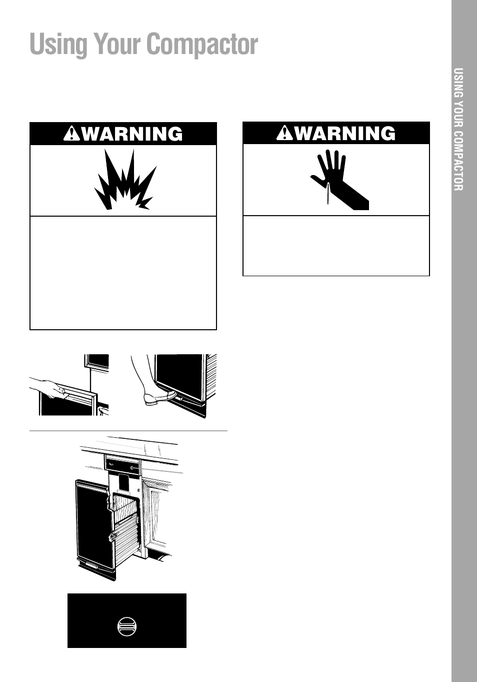 Using your compactor, Wwarning, 800 model series | Whirlpool 800 User Manual | Page 5 / 16