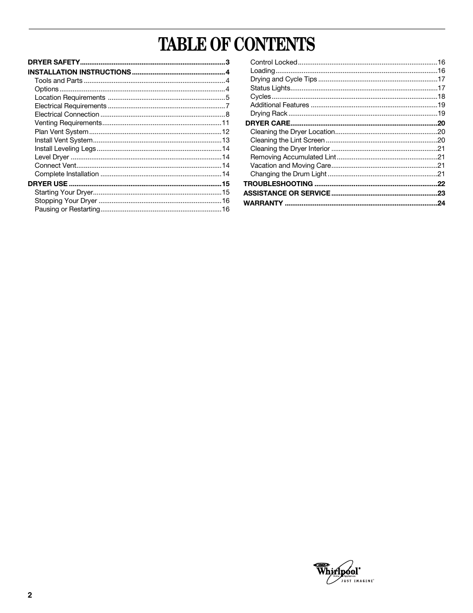 Whirlpool 8533582 User Manual | Page 2 / 24