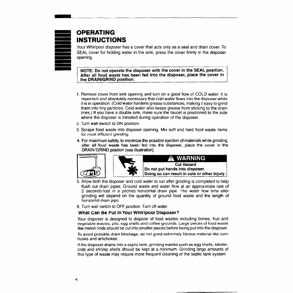 Operating instructions, A warning | Whirlpool GCI 000 User Manual | Page 4 / 8