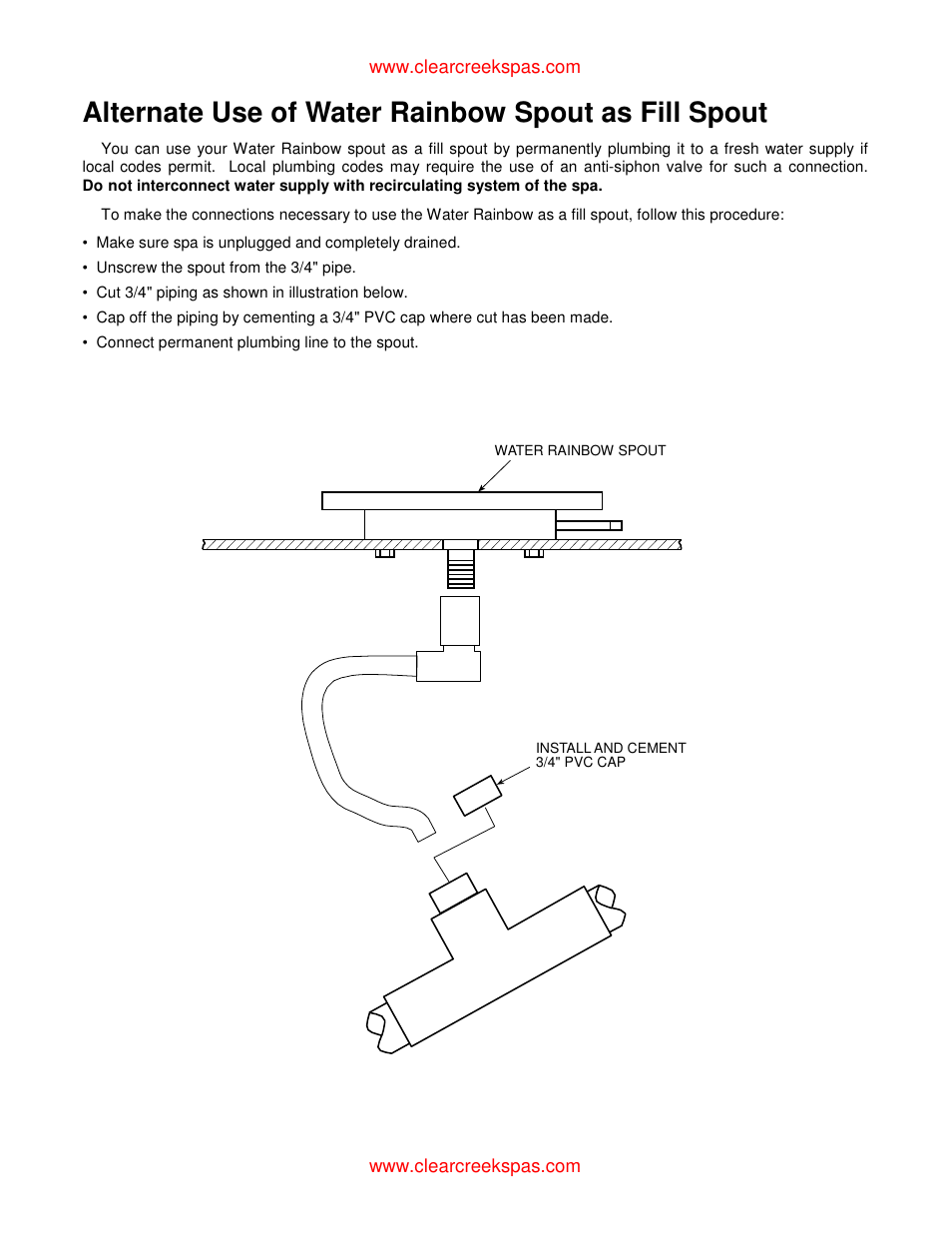 Alternate use of water rainbow spout as fill spout | Whirlpool oortable spa User Manual | Page 41 / 43