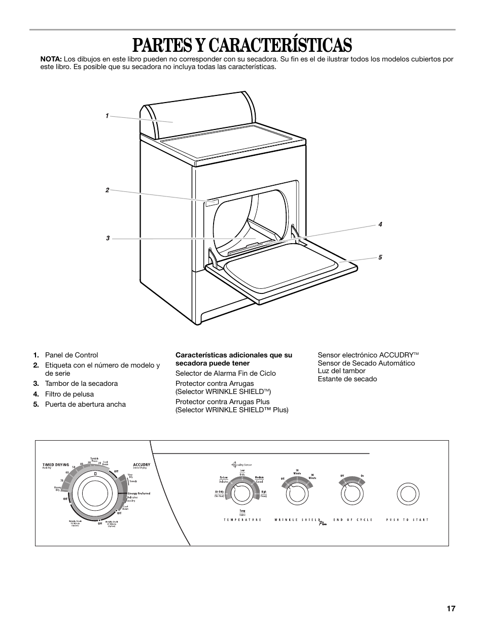 Partes y características | Whirlpool GEQ8821KQ0 User Manual | Page 17 / 28