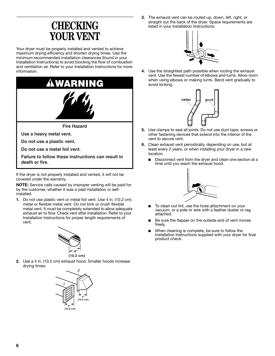Checking your vent | Whirlpool GEQ8821KQ0 User Manual | Page 6 / 28